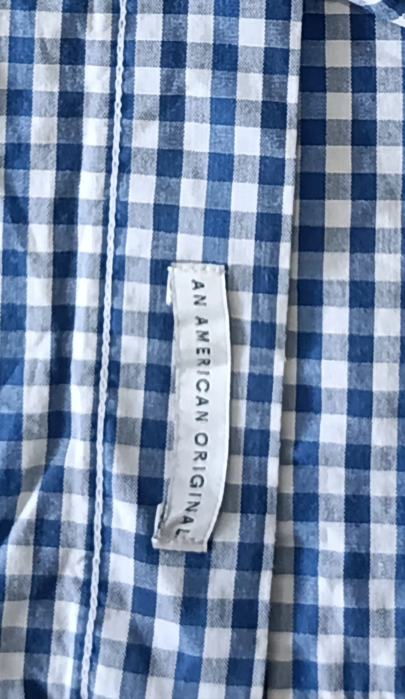Camisa Tommy Jeans azul a cuadros blancos Logo bordado Talla M – photo 13